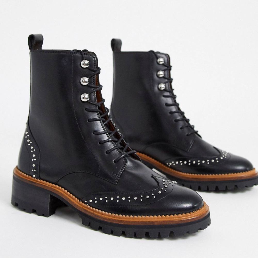 & Other Stories Real Leather Lace up Boots